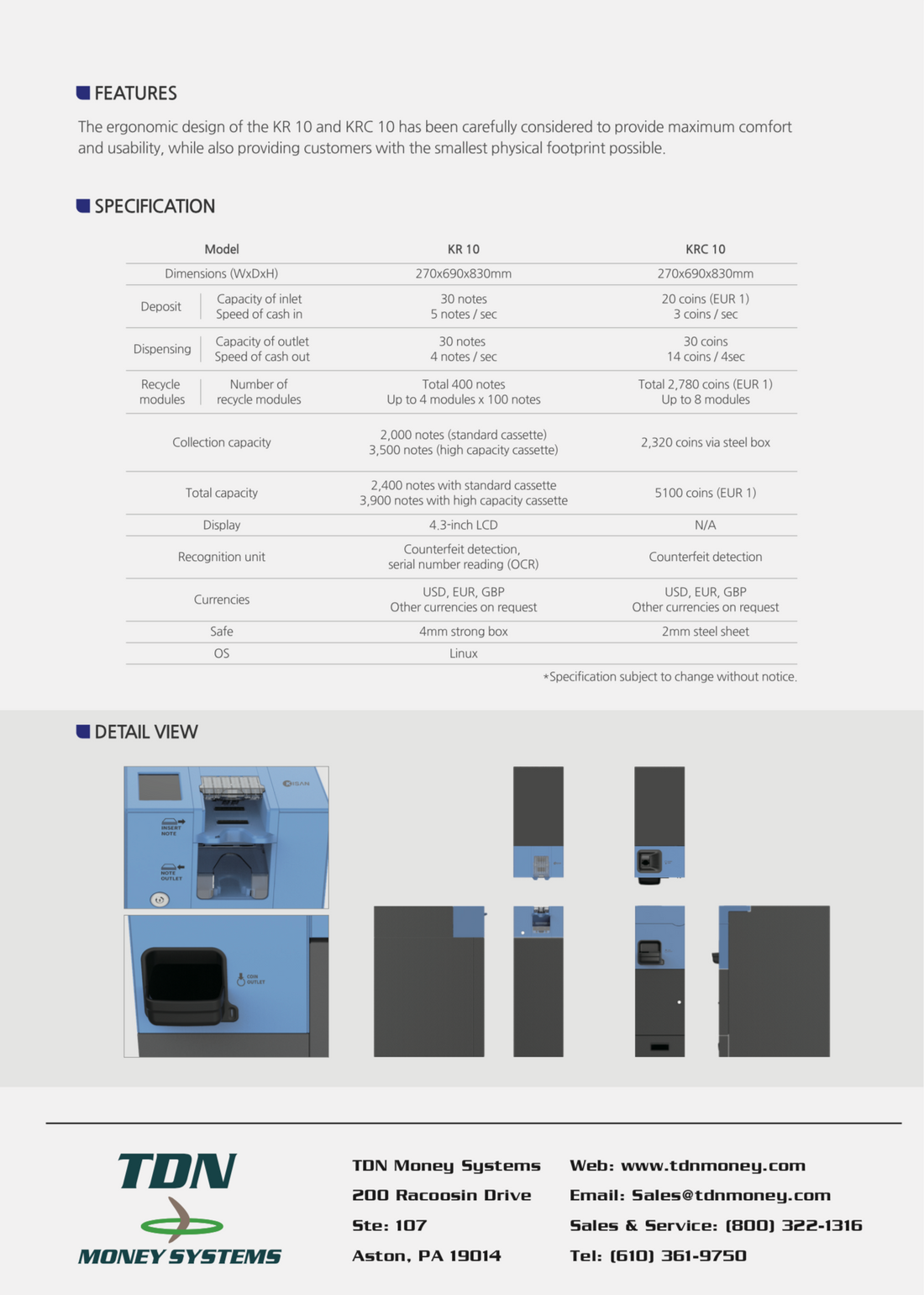 KR10/ KRC10 Cash & Coin Recycler