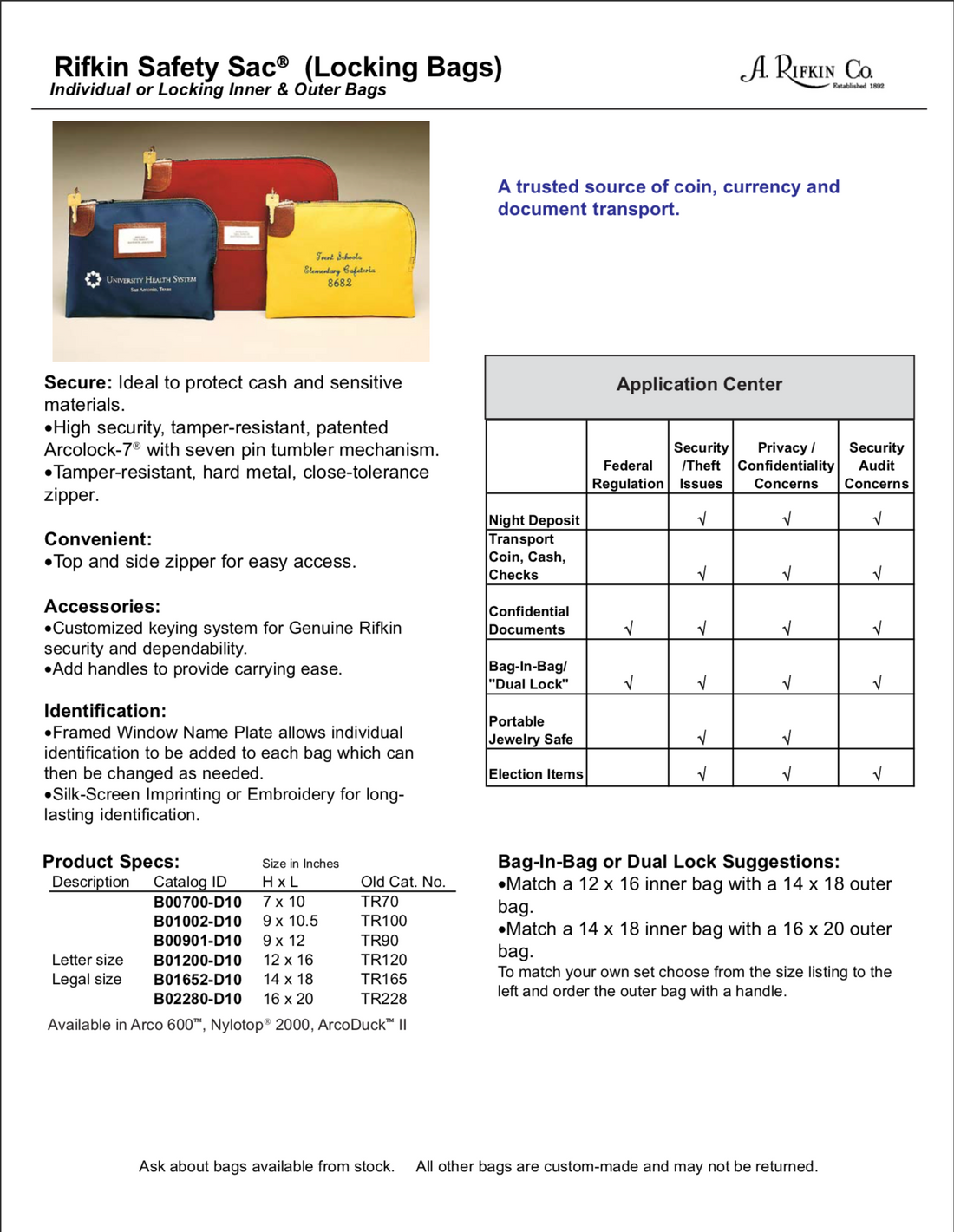 Locking Security and Transport Bags